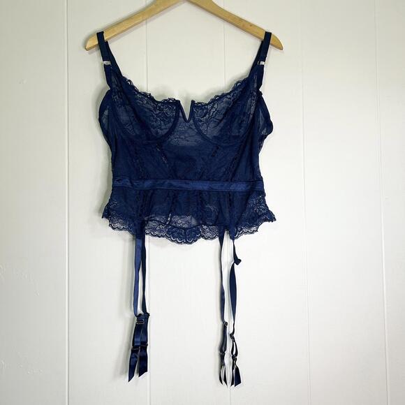 Other - Oh La La Cherie Paris Blue Floral Lace Bustier Top Lingerie Women's 1X